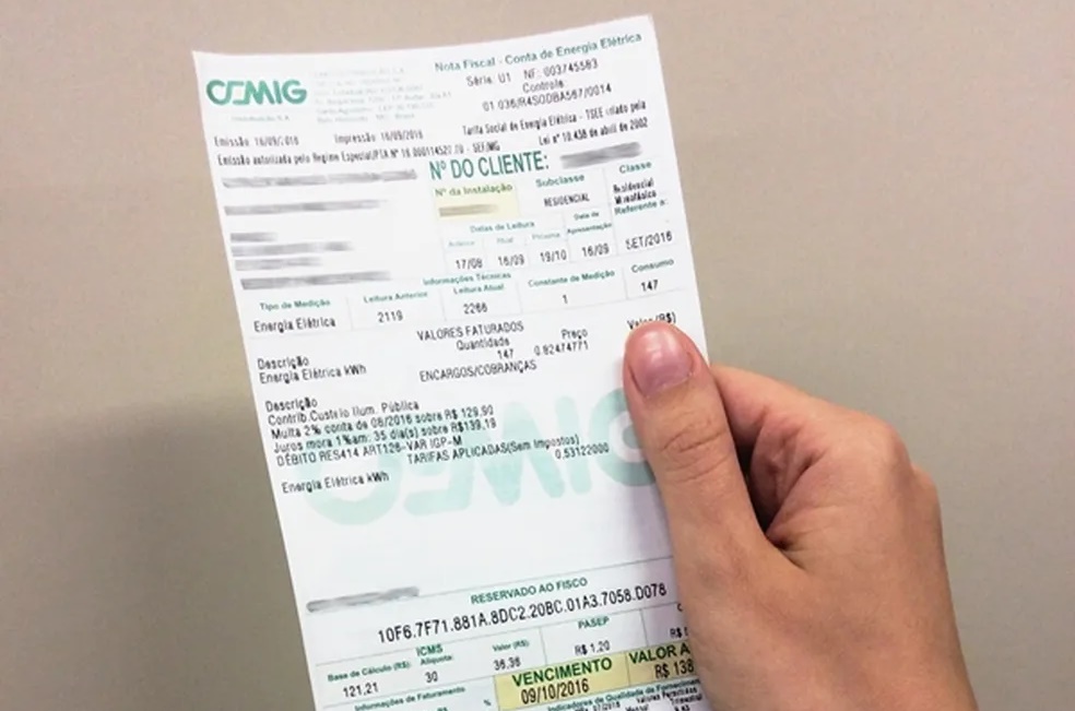 Começa a valer nesta quarta (28) o aumento de quase 8% na conta de luz em MG