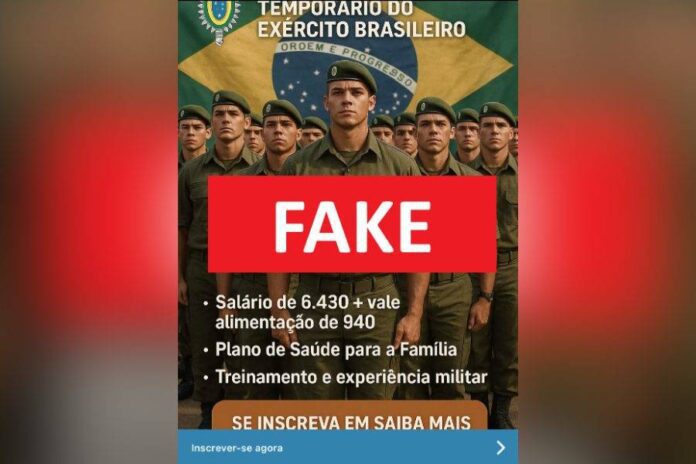 Golpistas oferecem vagas militares falsas e cobram taxas por PIX, alerta Exército