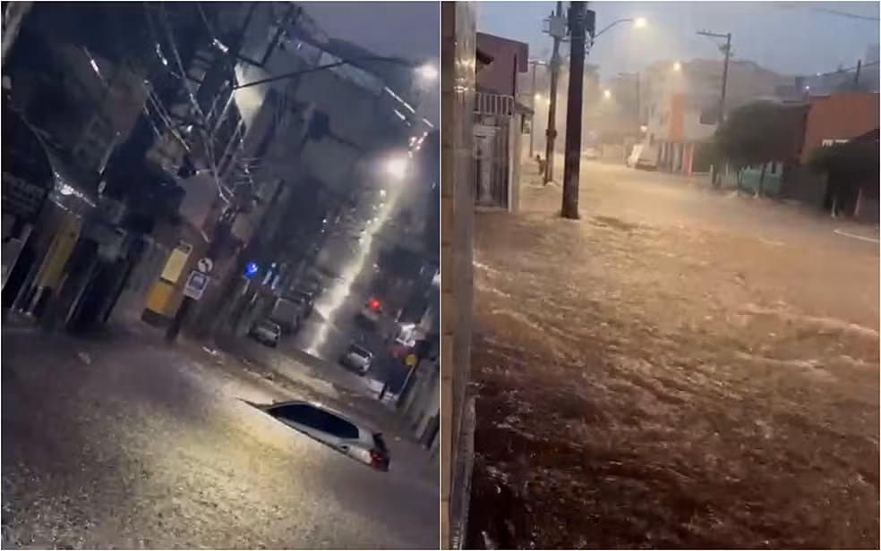 Tempestade deixa ruas alagadas e causa transtornos em Pouso Alegre