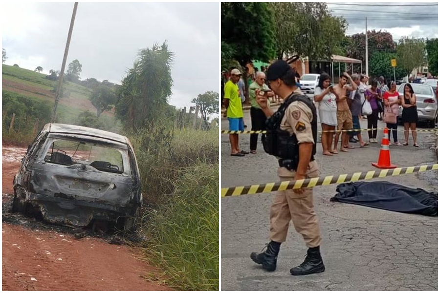 Ford Fiesta usado em homicídio é achado incendiado em Santa Rita do Sapucaí